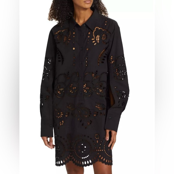 Nili Lotan ‘Mathilde’ Embroidered Black Poplin Dress - Picture 5 of 9